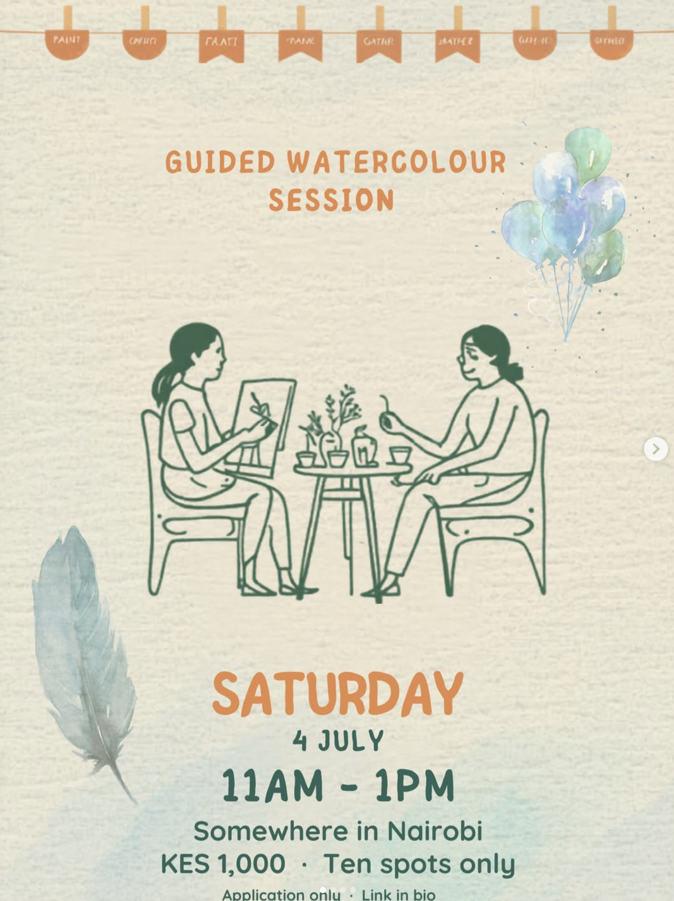 Guided Watercolour event poster